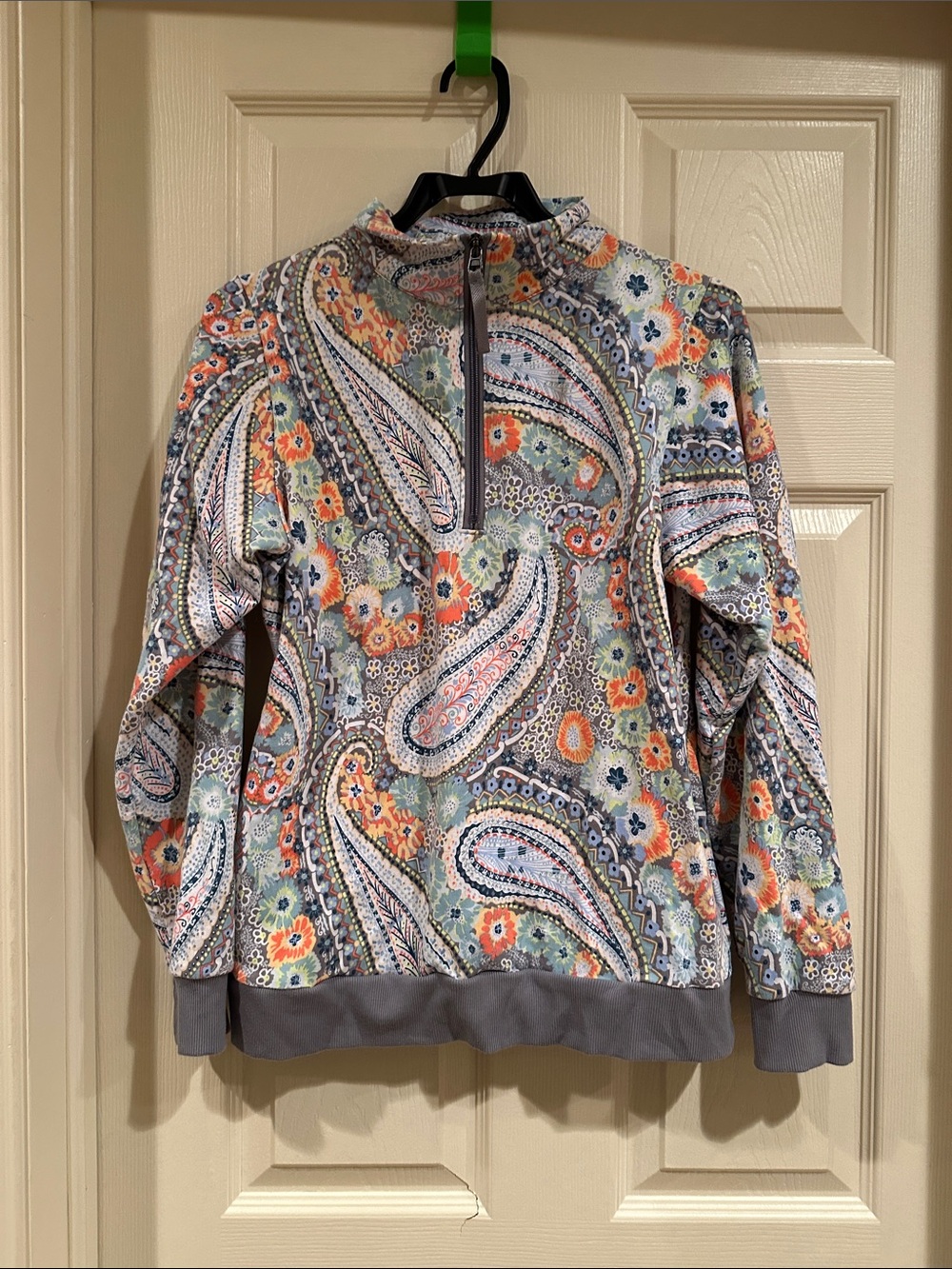 Vera Bradley Paisley Half-Zip Pullover Jacket in Coral, Mint & Navy